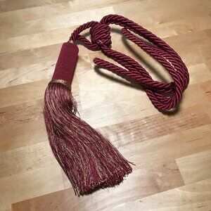 Vintage Rodeo Home Aurbergine Gold Curtain Braided Rope Tassel Drape Tieback 29"